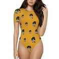 thumbnail image 1 of KLL Women 's Crew Neck Bodysuit Jumpsuits Cute Dog Print Short onesies Stretch T Shirts, 1 of 1