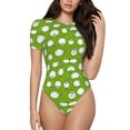 thumbnail image 1 of KLL Women 's Crew Neck Bodysuit Jumpsuits Funny Sheep Doing Yoga Print Short onesies Stretch T Shirts, 1 of 7
