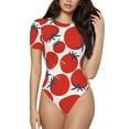 thumbnail image 1 of KLL Women 's Crew Neck Bodysuit Jumpsuits Hand Drawn Tomatoes Print Short onesies Stretch T Shirts, 1 of 7