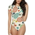 thumbnail image 1 of KLL Women 's Crew Neck Bodysuit Jumpsuits Racket and Tennis Ball Print Short onesies Stretch T Shirts, 1 of 7