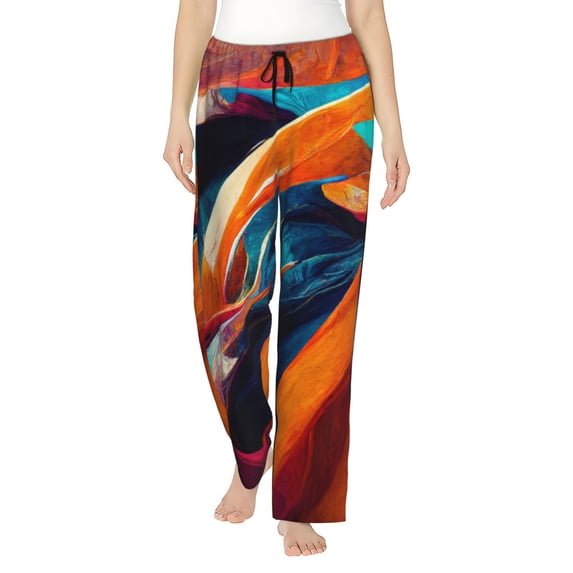 KLL Womens Abstract Fabric Color Waves Print Pajama Pants Soft Pajama Bottoms for Women Cozy Lounge Pants-XX-Large