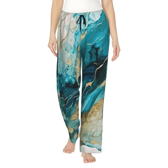 KLL Womens Abstract Ocean Currents Print Pajama Pants Soft Pajama Bottoms for Women Cozy Lounge Pants-Medium