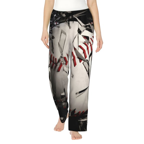 KLL Womens Baseball Breaking Glass Print Pajama Pants Soft Pajama Bottoms for Women Cozy Lounge Pants-Small