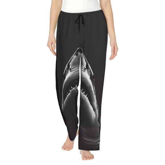KLL Womens Black And White Shark Print Pajama Pants Soft Pajama Bottoms for Women Cozy Lounge Pants