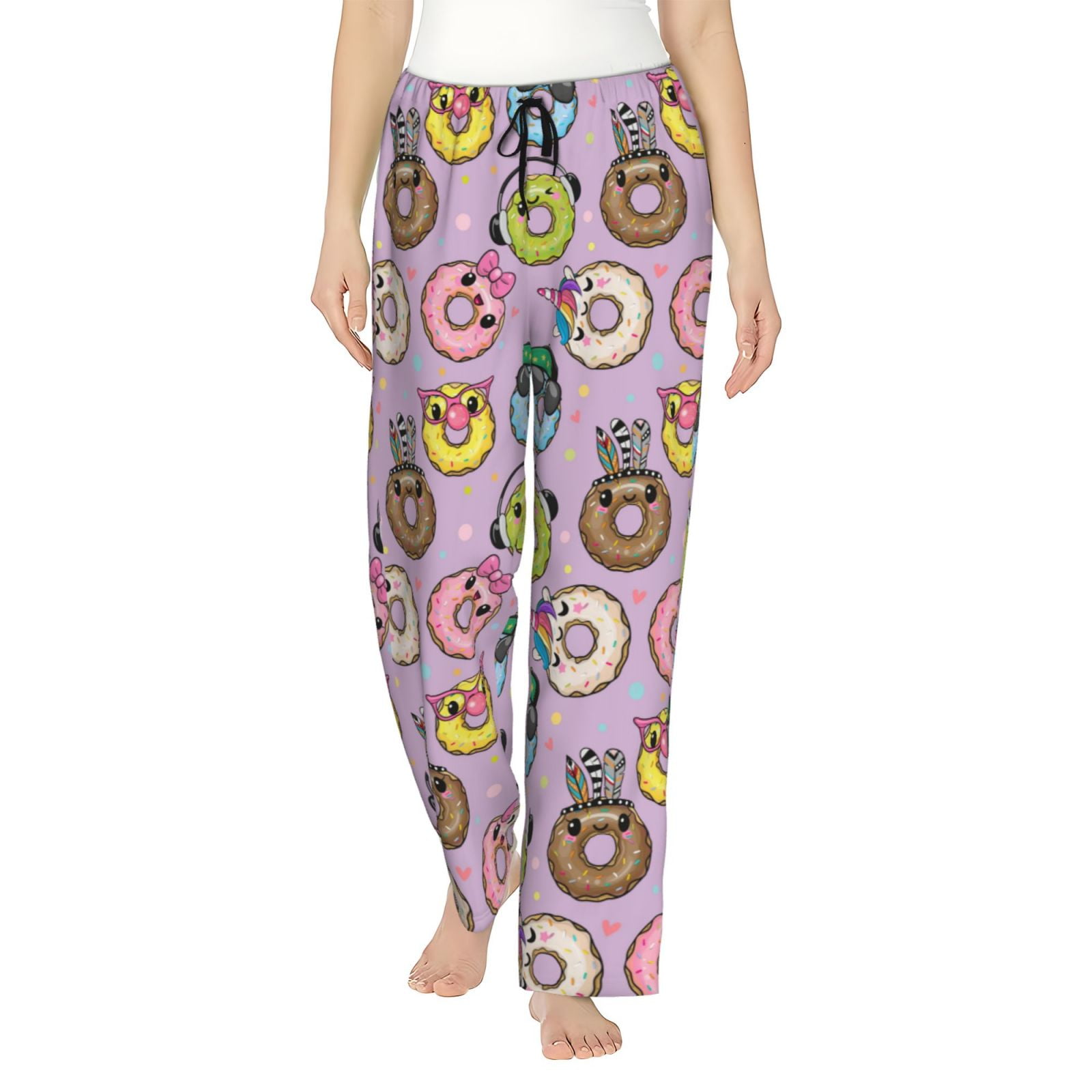 KLL Womens Cartoon Donuts Print Pajama Pants Soft Pajama Bottoms for