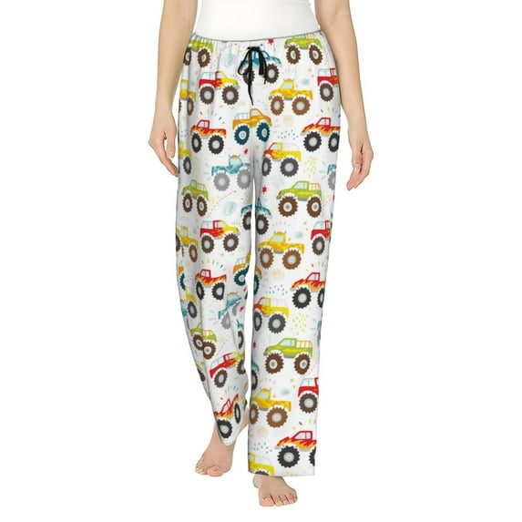 KLL Womens Cartoon Monster Trucks Print Pajama Pants Soft Pajama Bottoms for Women Cozy Lounge Pants