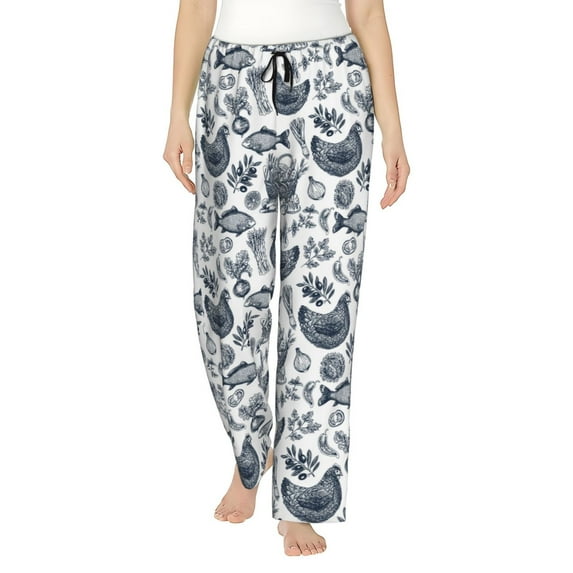 KLL Womens Chicken And Fish Print Pajama Pants Soft Pajama Bottoms for Women Cozy Lounge Pants