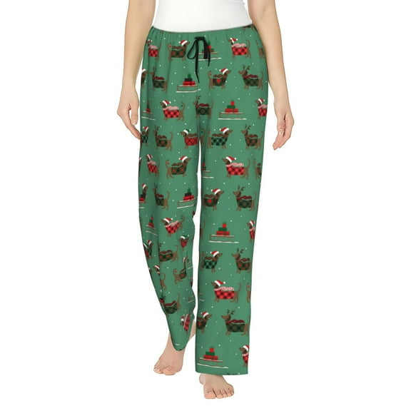 KLL Womens Christmas Dachshund Print Pajama Pants Soft Pajama Bottoms for Women Cozy Lounge Pants