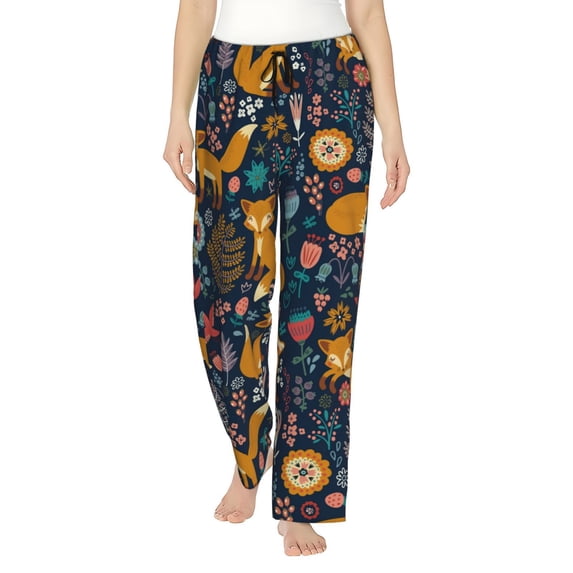 KLL Womens Colorful Fox Print Pajama Pants Soft Pajama Bottoms for Women Cozy Lounge Pants