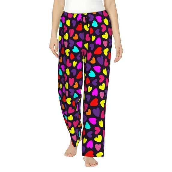 KLL Womens Colorful Hearts Print Pajama Pants Soft Pajama Bottoms for Women Cozy Lounge Pants