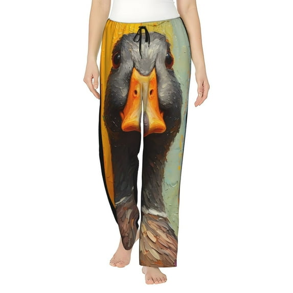 KLL Womens Colorful Painted Duck Print Pajama Pants Soft Pajama Bottoms for Women Cozy Lounge Pants