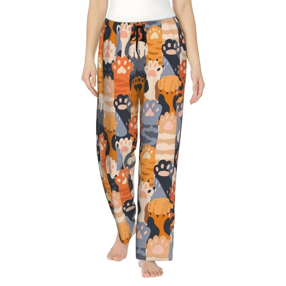 KLL Womens Cute Cat Paw Print Pajama Pants Soft Pajama Bottoms for Women Cozy Lounge Pants