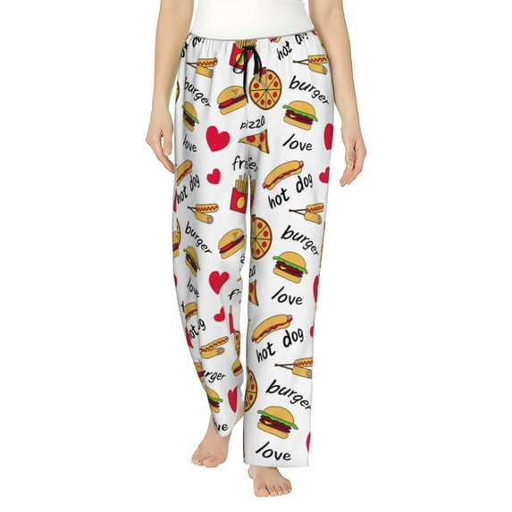 KLL Womens Fast Food Print Pajama Pants Soft Pajama Bottoms for Women Cozy Lounge Pants