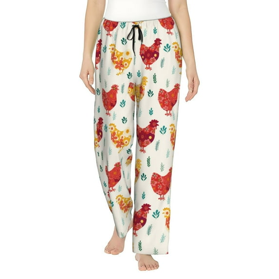 KLL Womens Flower Chicken Print Pajama Pants Soft Pajama Bottoms for Women Cozy Lounge Pants