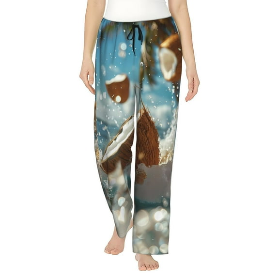 KLL Womens Fresh Coconut Splash Print Pajama Pants Soft Pajama Bottoms for Women Cozy Lounge Pants-Large