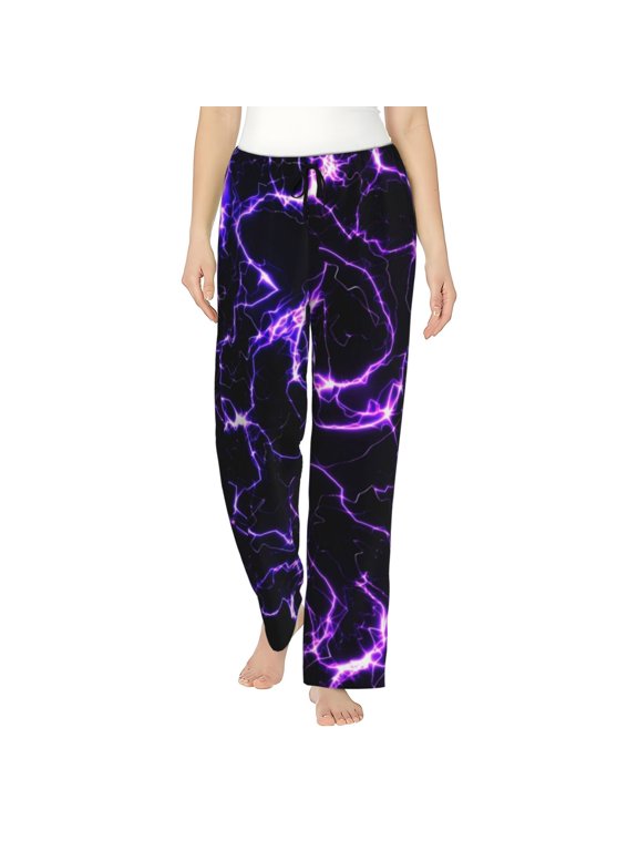 Womens Galaxy Lightning Print Pajama Pants Soft Pajama Bottoms for Women Cozy Lounge Pants-Small