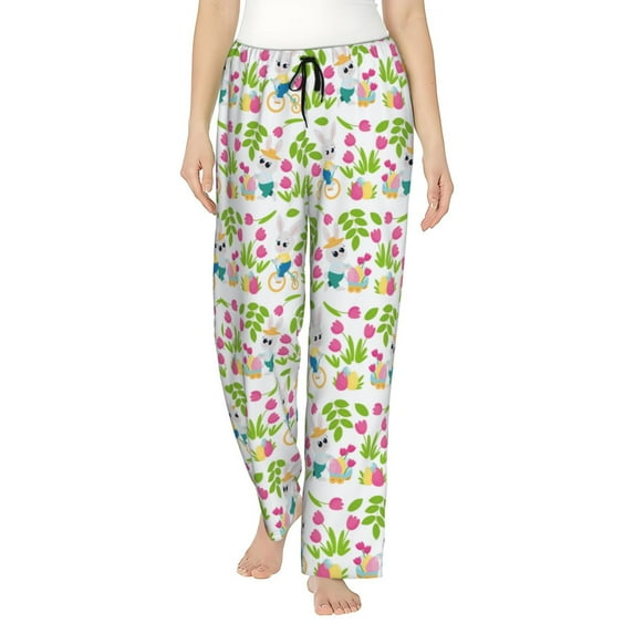 KLL Womens Happy Easter Print Pajama Pants Soft Pajama Bottoms for Women Cozy Lounge Pants