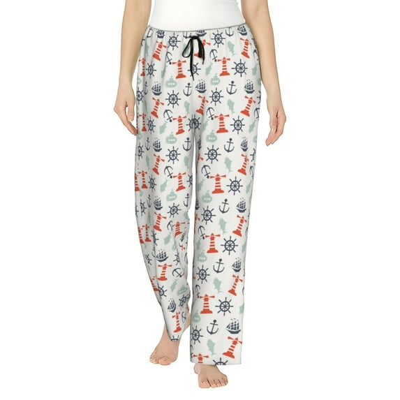 KLL Womens Lighthouse Sailboat Print Pajama Pants Soft Pajama Bottoms for Women Cozy Lounge Pants