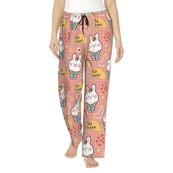 KLL Womens Rabbit So Cute Print Pajama Pants Soft Pajama Bottoms for Women Cozy Lounge Pants