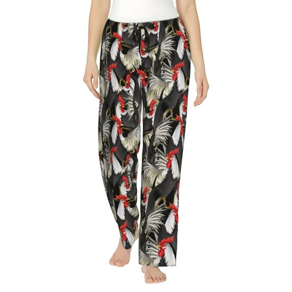 KLL Womens Roosters 2 Print Pajama Pants Soft Pajama Bottoms for Women Cozy Lounge Pants-X-Large