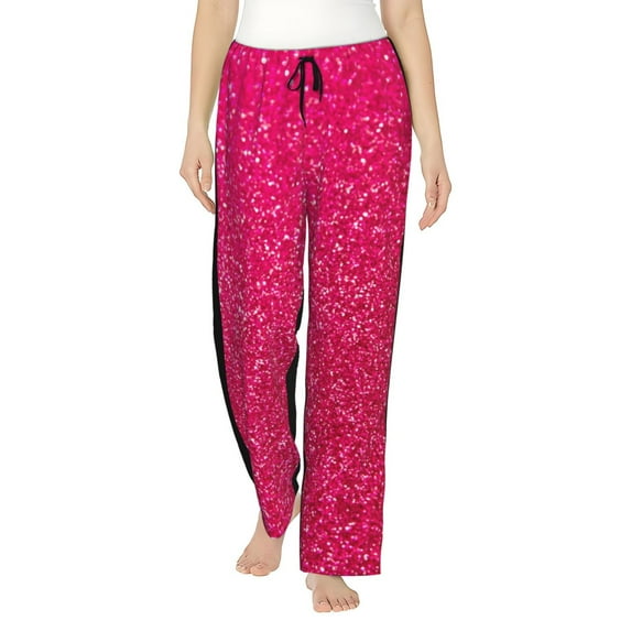 KLL Womens Rose Red Glitter Print Pajama Pants Soft Pajama Bottoms for Women Cozy Lounge Pants