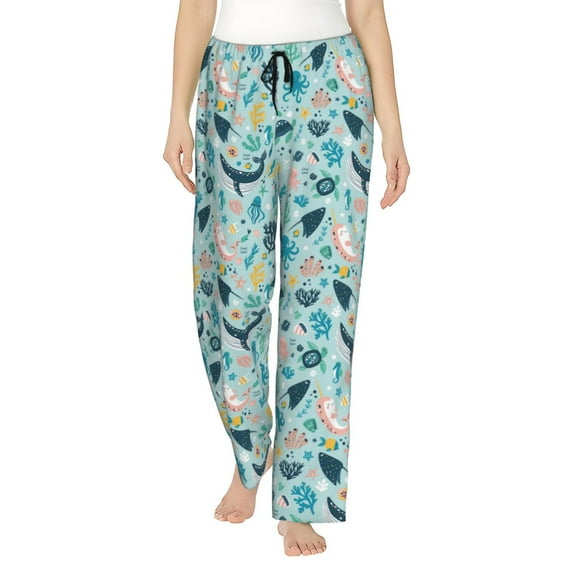 KLL Womens Sea Life Print Pajama Pants Soft Pajama Bottoms for Women Cozy Lounge Pants