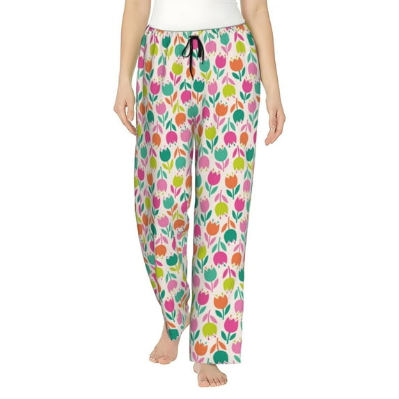KLL Womens Tulips Flowers Print Pajama Pants Soft Pajama Bottoms for Women Cozy Lounge Pants