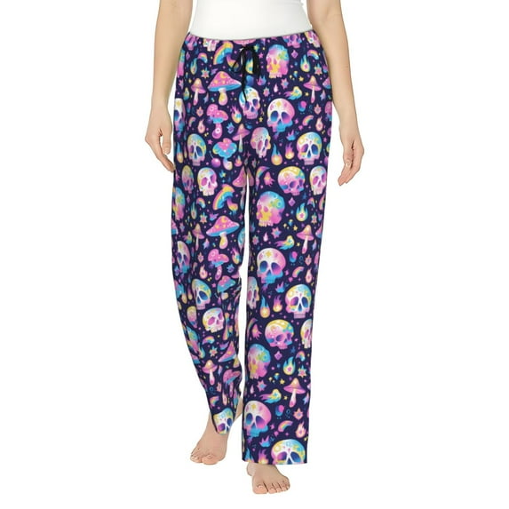 KLL Womens mushroom colorful Skull star Print Pajama Pants Soft Pajama Bottoms for Women Cozy Lounge Pants