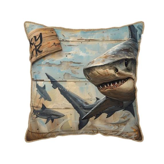 KLL Wood Grain Shark Decorative Throw Pillow Covers Velvet Soft for Couch Sofa Bedroom Living Room Outdoor (No pillow core)- 18"x18"