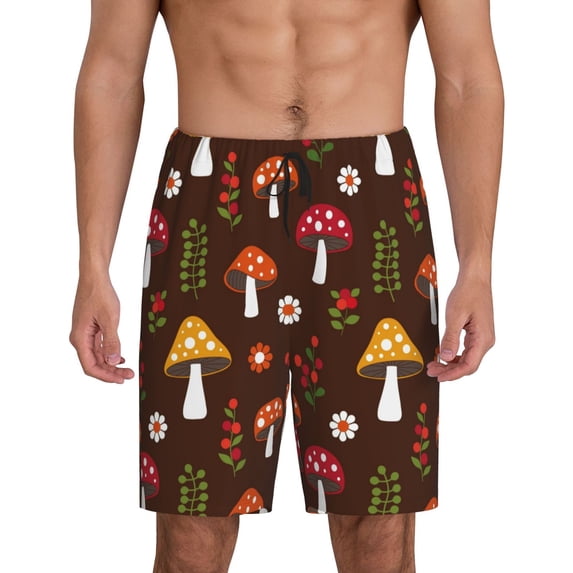KLL Woodland Mushroom for Men's 1-Pack Shorts,Sleep Pajama Shorts for Men Soft Pj Shorts Men's Pajama Bottoms Sleepwear -X-Large