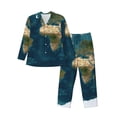 thumbnail image 1 of KLL World Map Sleepwear Mens Flannel Pajamas,Long Cotton Pj Set, 1 of 7