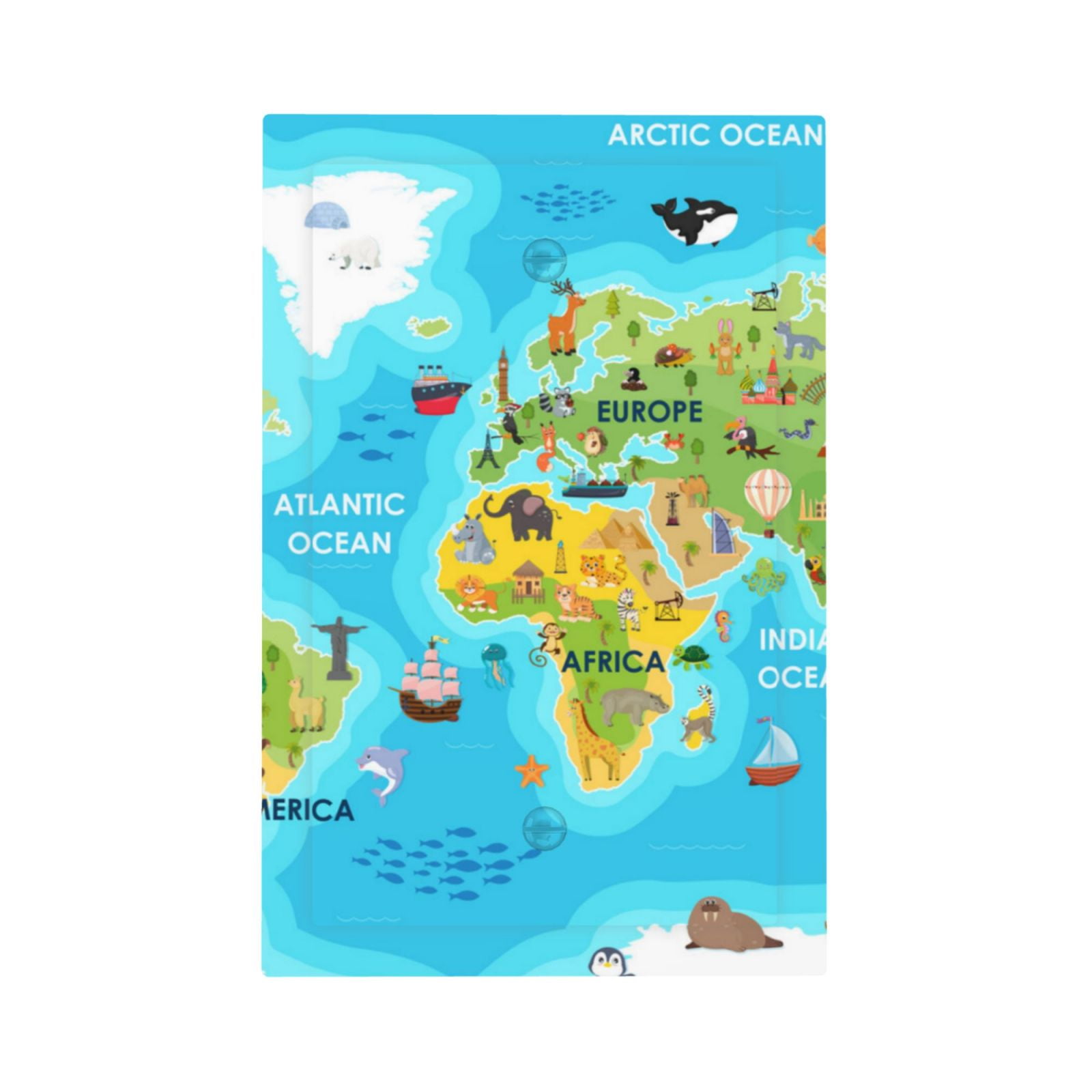 KLL World Map With Animals Landmarks Pattern Electrical Outlet Covers ...