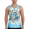 thumbnail image 1 of KLL World Travel Print Men's Muscle Gym Workout Stringer Tank Tops Bodybuilding Fitness T-Shirts Tank Tops Men-Medium, 1 of 7
