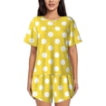 thumbnail image 1 of KLL Yellow And White Polka Dot Print Pajama Set for Women Short Sleeve Sleepwear Pjs Soft 2 Piece Lounge Sleepwear Sets-4X-Large, 1 of 6
