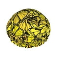 thumbnail image 1 of KLL Yellow Butterflies Pattern Shower Cap & Bath Cap for Women,Reversible Oversized Waterproof Shower Caps for all Hair Lengths,Elastic Reusable Bathing Hair Cap, 1 of 7