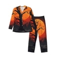 thumbnail image 1 of KLL Yellow Castle Sunset Tree Sleepwear Mens Flannel Pajamas,Long Cotton Pj Set, 1 of 7