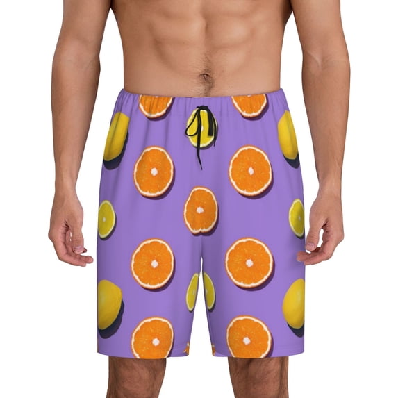 KLL Yellow Lemon And Orange for Men's 1-Pack Shorts,Sleep Pajama Shorts for Men Soft Pj Shorts Men's Pajama Bottoms Sleepwear -4X-Large