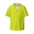 thumbnail image 1 of KLL Yellow Print Men's Shirt Short Sleeve Button Down Summer Cuba Beach Shirts- X-Large, 1 of 7