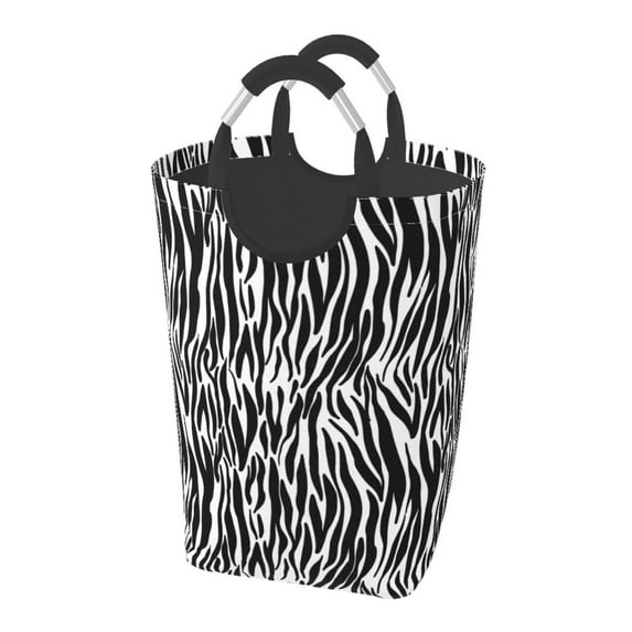KLL Zebra Laundry Hamper,Large Canvas Fabric Lightweight Storage Basket Toy Organizer Dirty Clothes Collapsible Waterproof