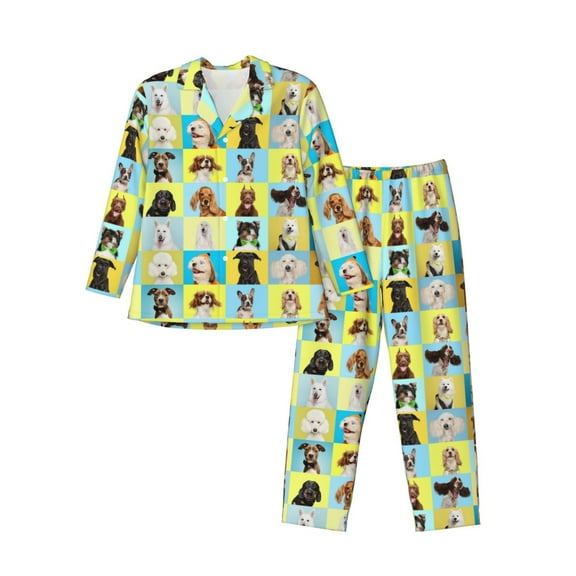 KLL arious dog breeds Sleepwear Mens Flannel Pajamas,Long Cotton Pj Set-Large