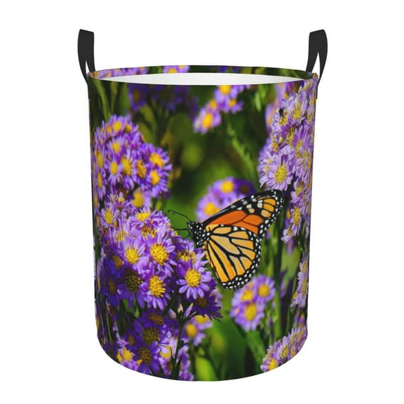 KLL butterflies and Gardens Waterproof Foldable Laundry Hamper Bucket with Handles for Storage Bin,Kids Room,Home Organizer-Small