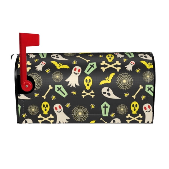 KLL cartoon Skull spider web Pattern Mailbox Covers,Magnetic Mailbox Waterproof Post Box Cover Post Letter Box Cover Decorations Standard Size-21x18 in