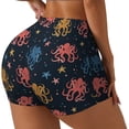 thumbnail image 1 of KLL cartoon doodle octopus Pattern Workout Shorts for Women Scrunch Short Gym Yoga Running Sport Active Exercise Fitness Shorts-Medium, 1 of 8