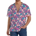 thumbnail image 1 of KLL colorful Skull flower Print Men's Shirt Short Sleeve Button Down Summer Cuba Beach Shirts- Medium, 1 of 5