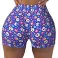 thumbnail image 1 of KLL colorful Skull flower leaf Pattern Workout Shorts for Women Scrunch Short Gym Yoga Running Sport Active Exercise Fitness Shorts, 1 of 5