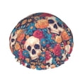 thumbnail image 1 of KLL colorful Skull rose Pattern Shower Cap & Bath Cap for Women,Reversible Oversized Waterproof Shower Caps for all Hair Lengths,Elastic Reusable Bathing Hair Cap, 1 of 6