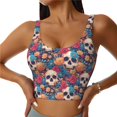 thumbnail image 1 of KLL colorful Skull rose for Workout Tank Tops for Women,U Back Fitness Top Built in Shelf Bras Padded Fit for Yoga Gym-Medium, 1 of 8