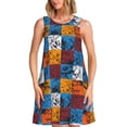 thumbnail image 1 of KLL colorful plaid Dinosaur Pattern Womens Summer Dresses 2025,Loose Round Neck Sleeveless Sundresses Tank Dresses with Pockets, 1 of 7