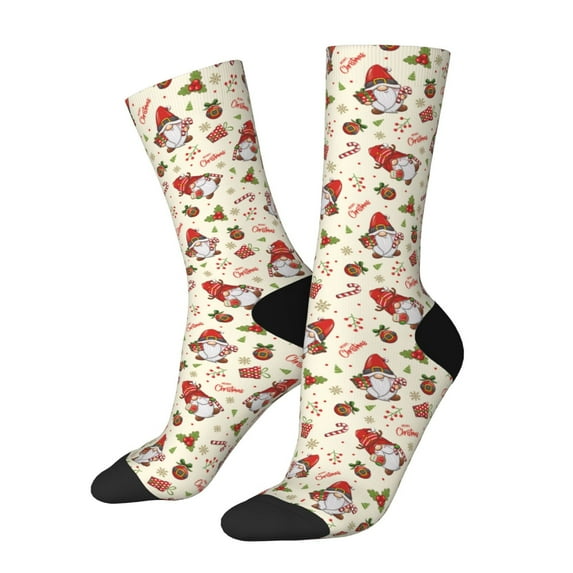 KLL cute Santa with Gifts Print Cool Socks Men's Women's Crew Socks Funny Crazy Novelty Stockings