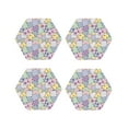 thumbnail image 1 of KLL different patchwork Drink Coasters Set of 4,PU Leather Absorbent Coasters Set Decorative Coffee Cup Coasters Housewarming Gift for Home Decor-Hexagon, 1 of 6